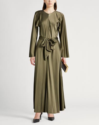 Forte_forte Woman Maxi dress Military green Size 2 Silk, Elastane