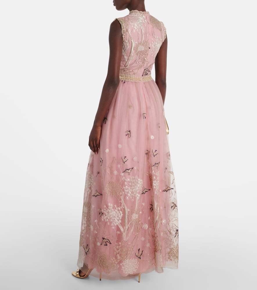 Costarellos Embroidered tulle gown