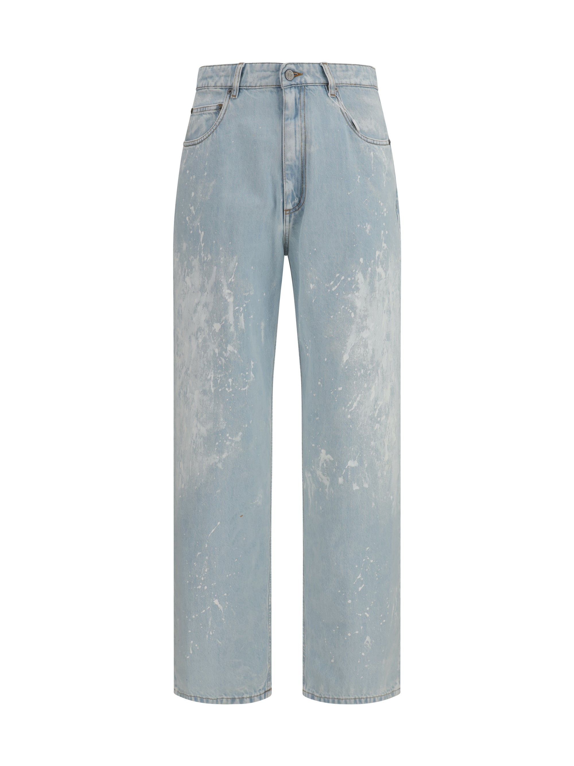 Splatter-Effect Jeans — Blue