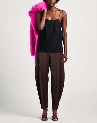 Woman Pants Dark brown Size M Polyester, Viscose, Elastic fibres