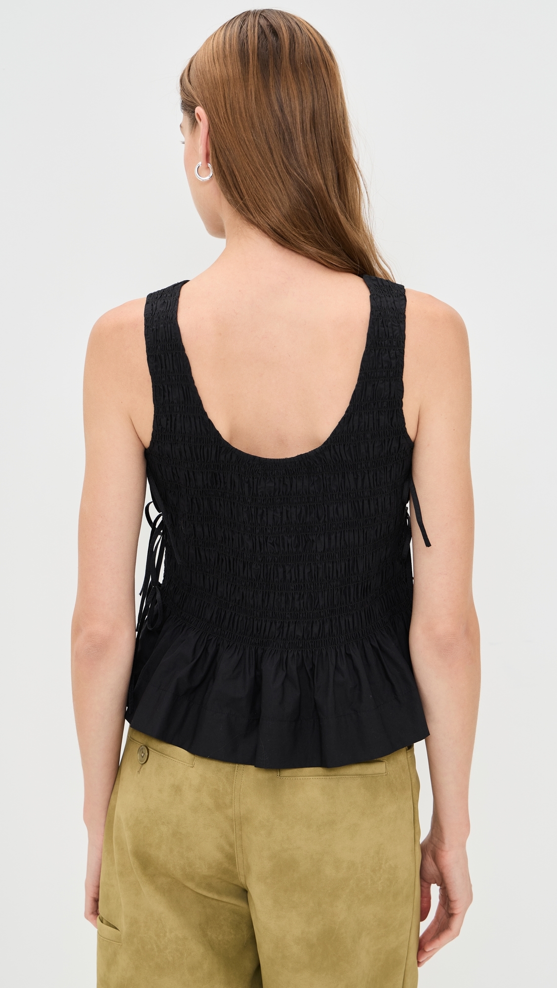 Poplin Smock Tie Top Black