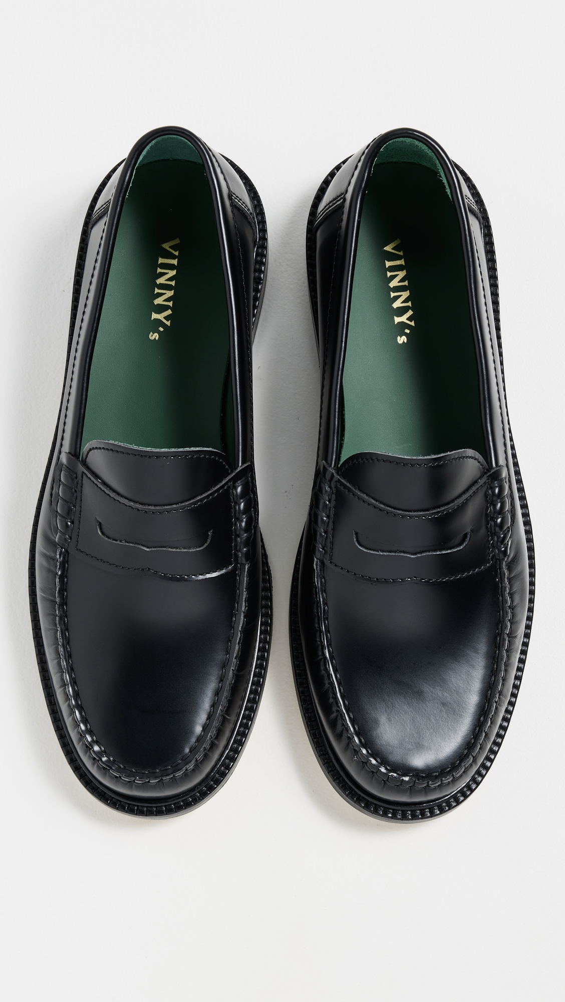 Vinny's Yardee Moccasin Loafers Black Polido Leather