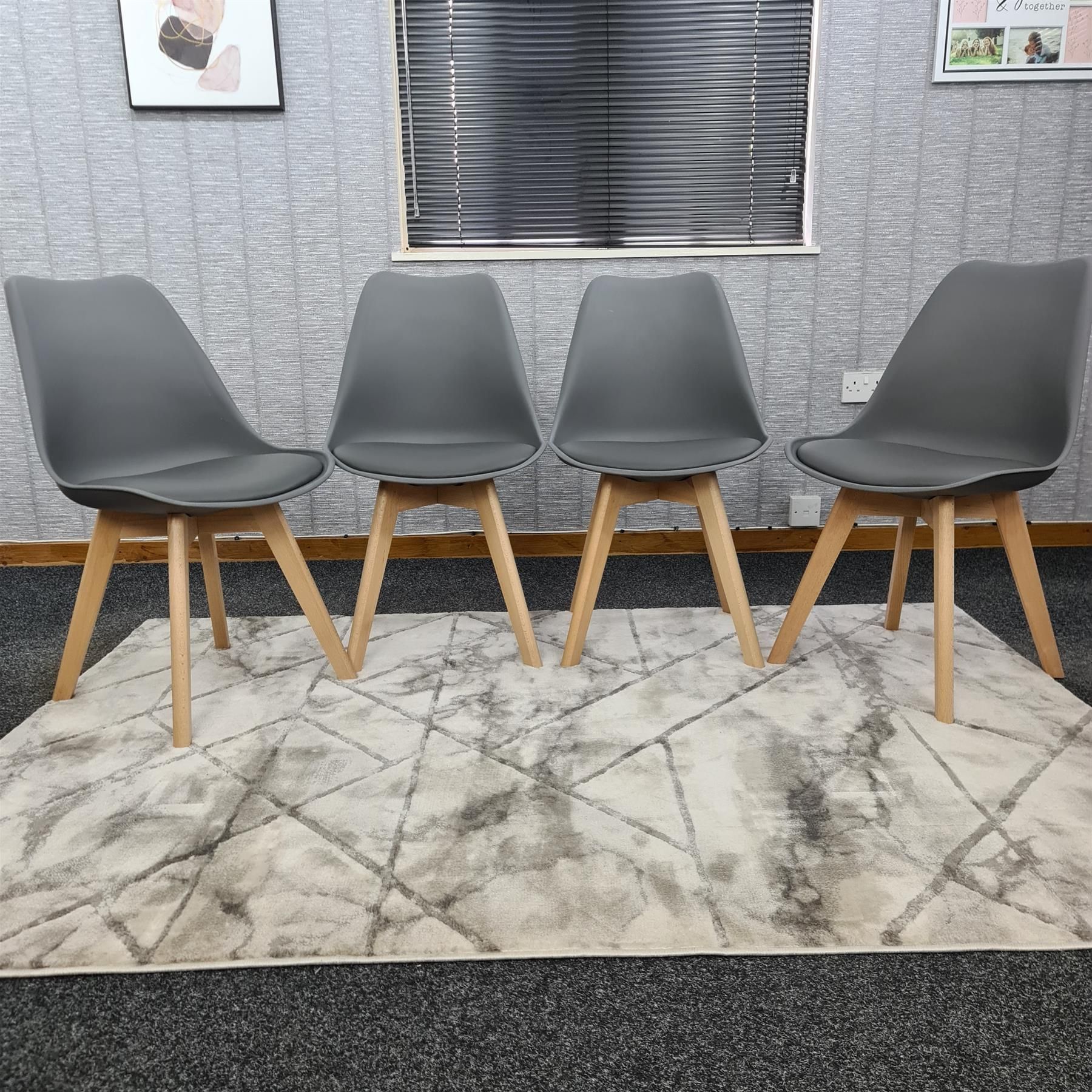 KOSY KOALA Modern Dining Table Set with 4 Grey Chairs Dining Room Furniture