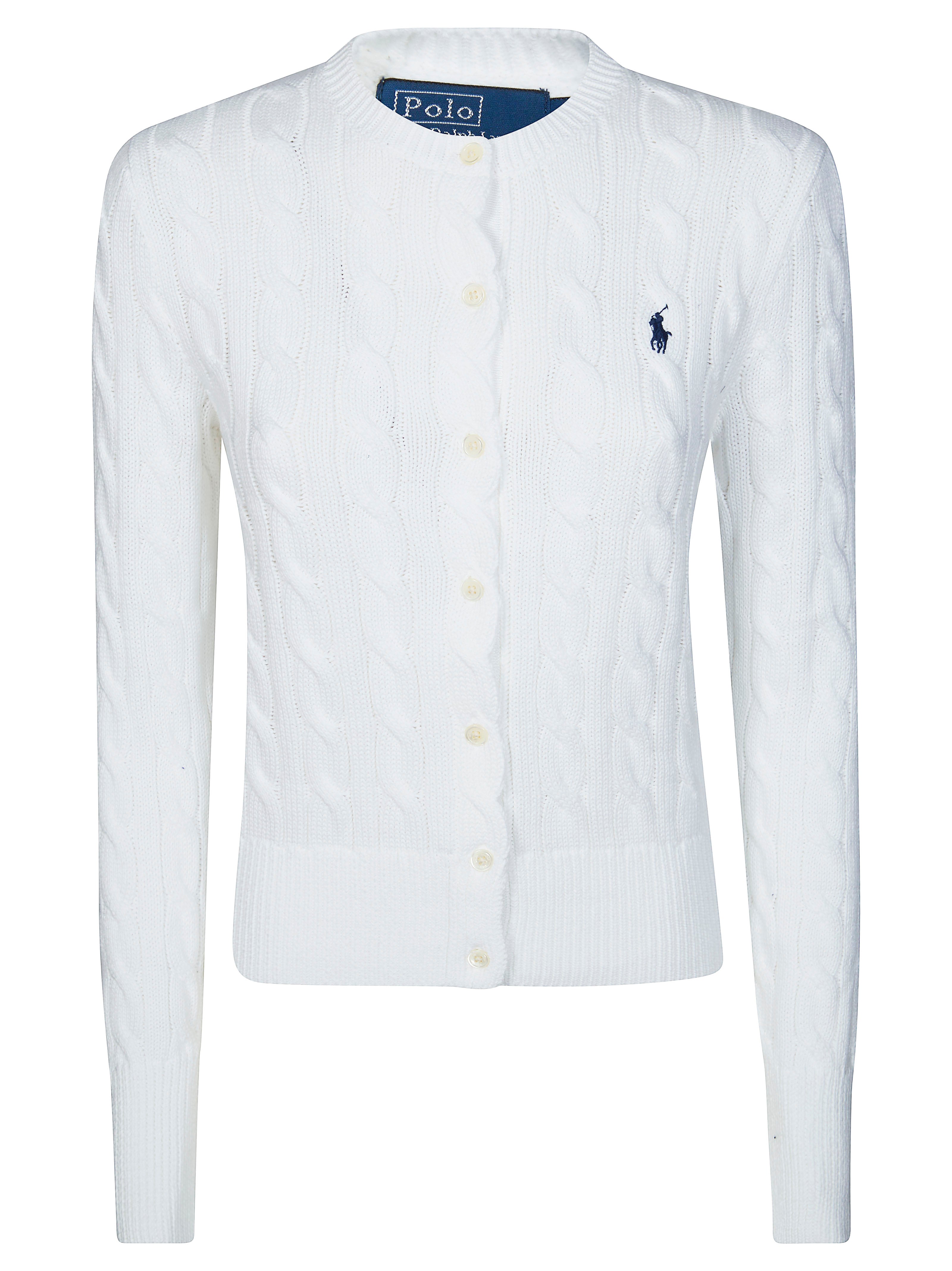 Women's Braided Crewneck Cardigan with Logo