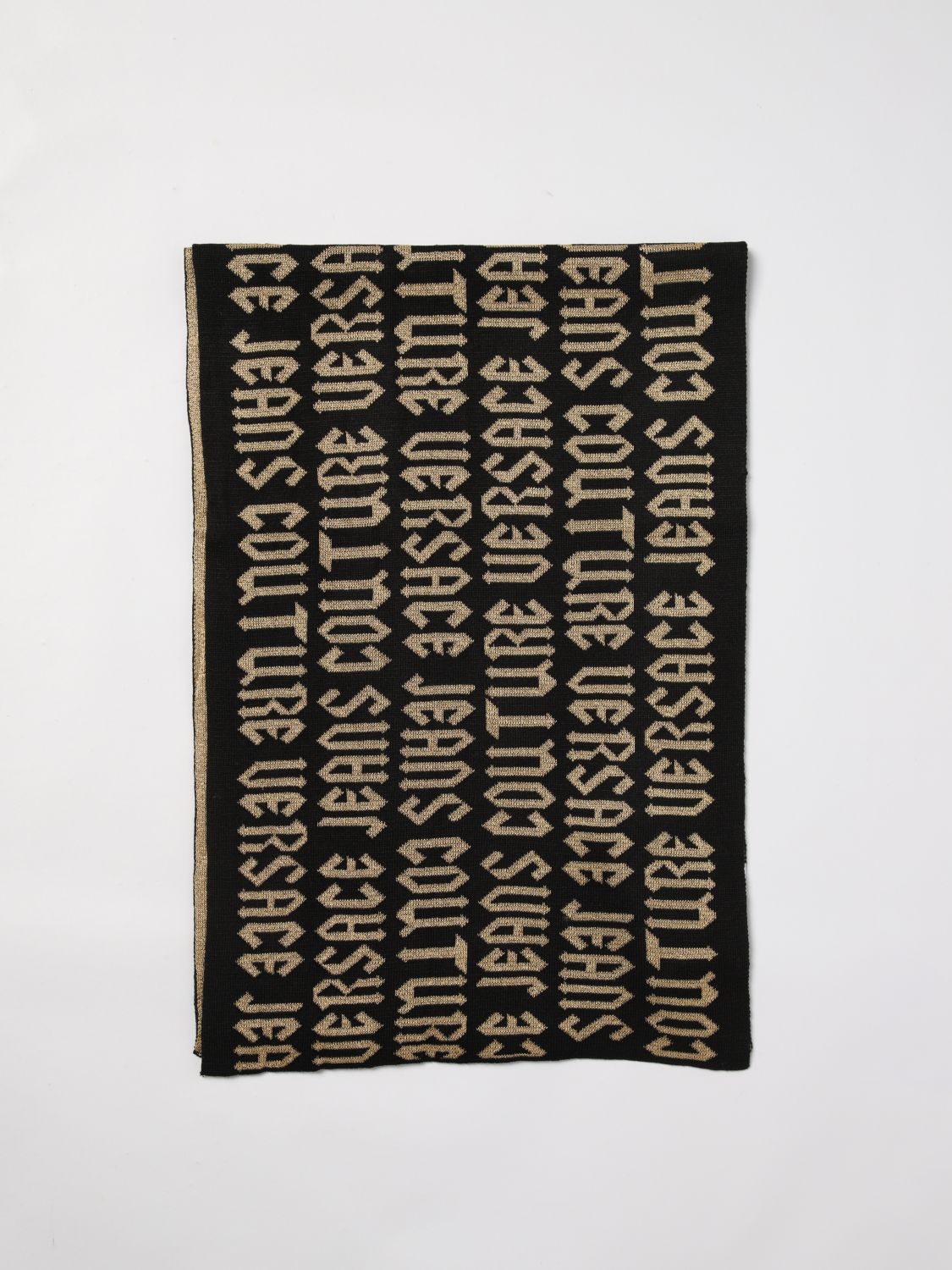 Intarsia-logo scarf - Black