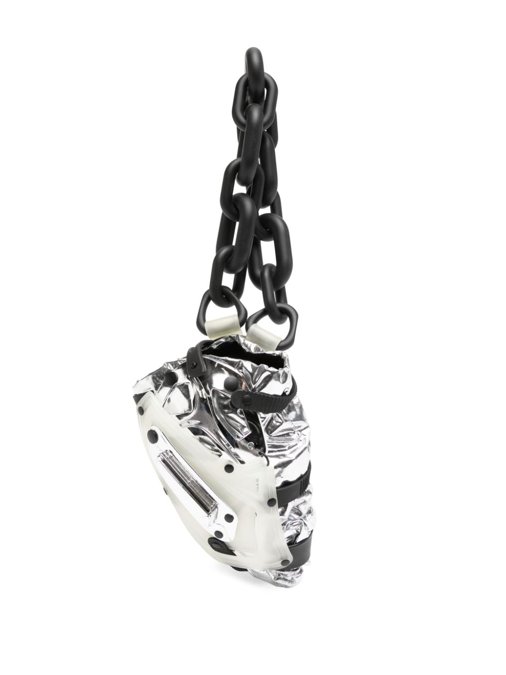 Chain-link panelled mini bag - Silver