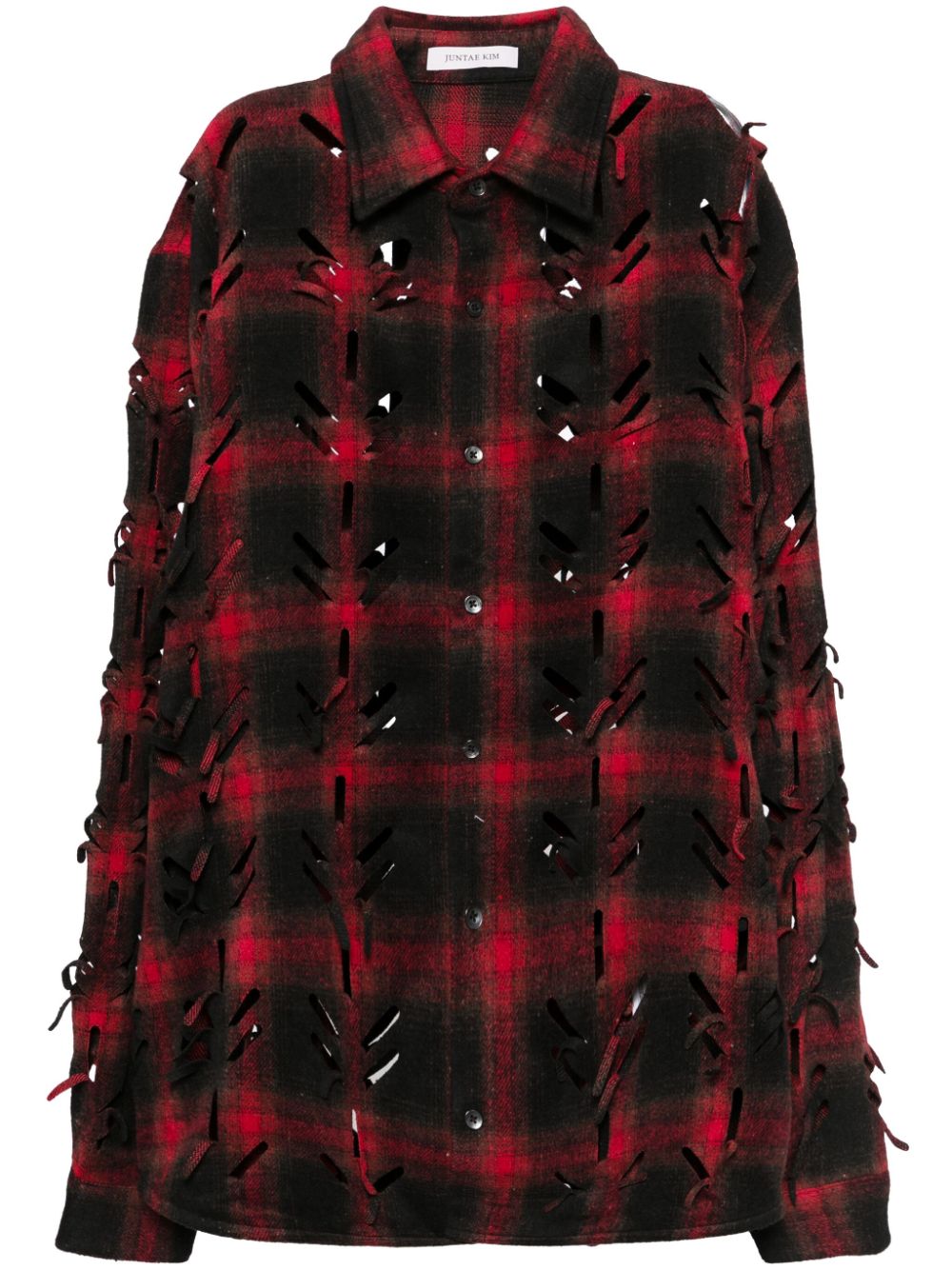 Laser-slashed shirt - Red