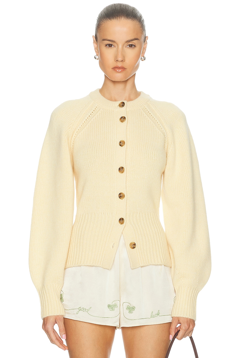 Guest In Residence Sculpted Cardigan in Lemon