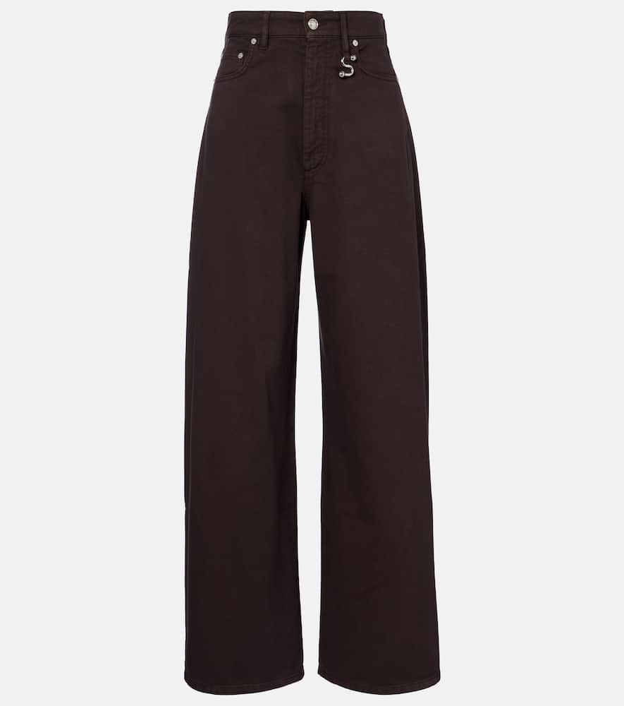 Siamese mid-rise denim wide-leg jeans
