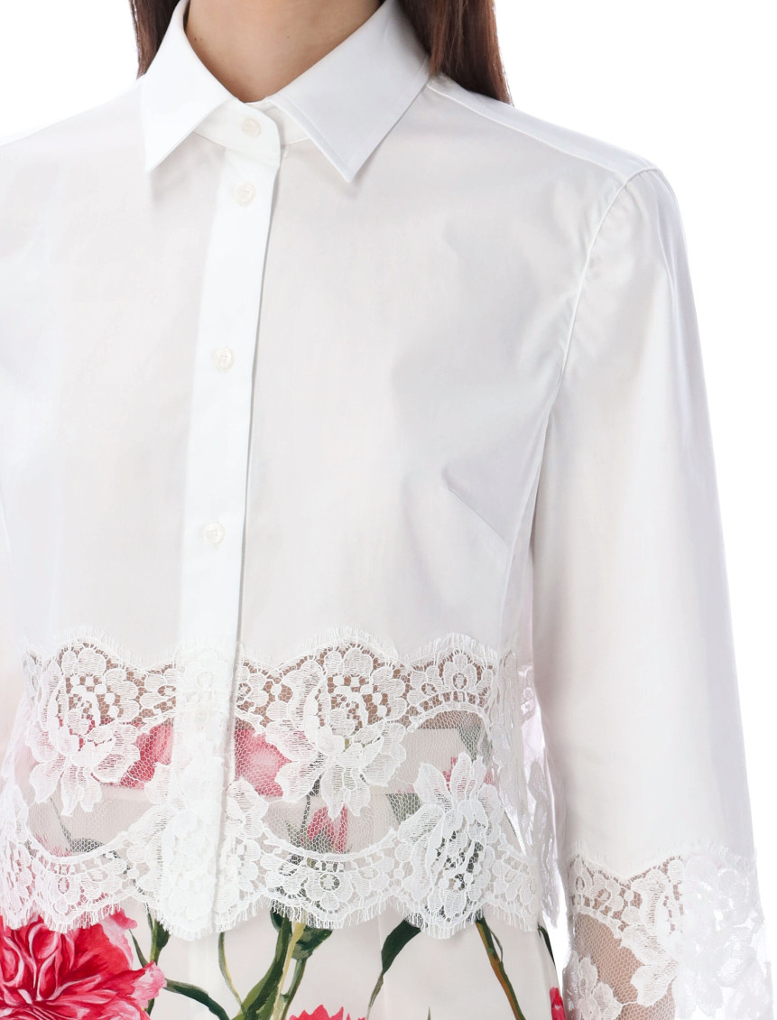 Crop Shirt With Lace Inserts