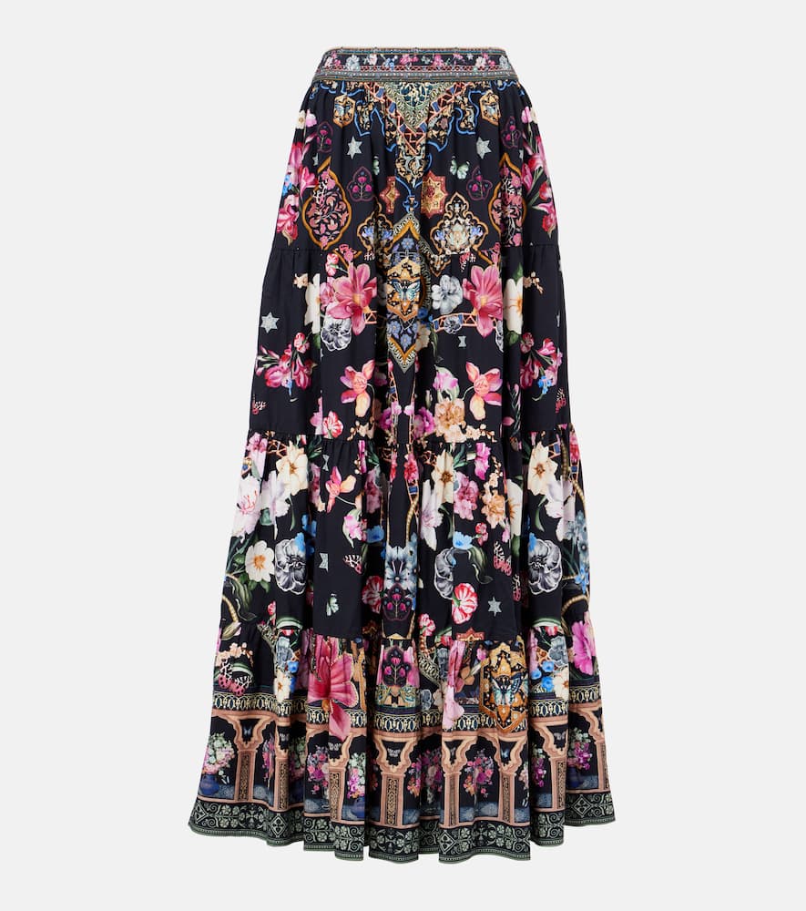 Crystal-embellished poplin maxi skirt