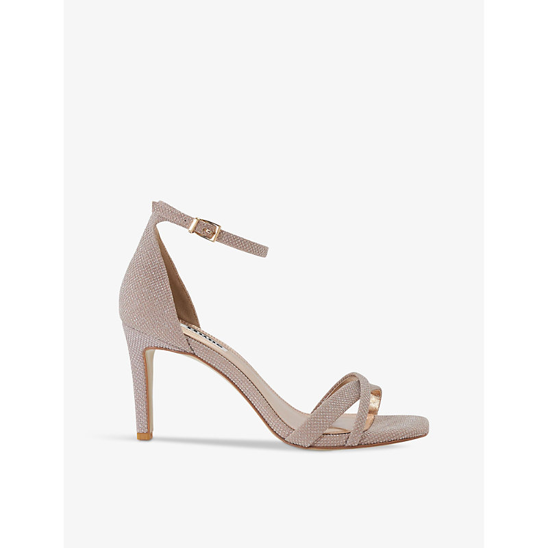Womens Rose Gold-synthetic Madrina Crossover-strap Woven Heeled Sandals