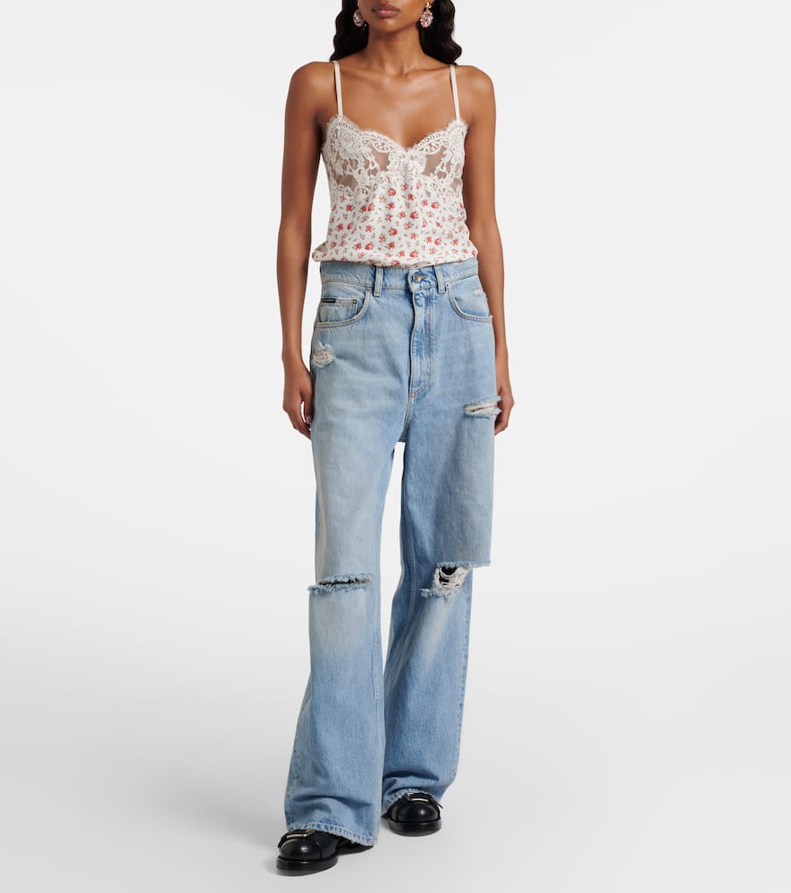 Distressed wide-leg jeans