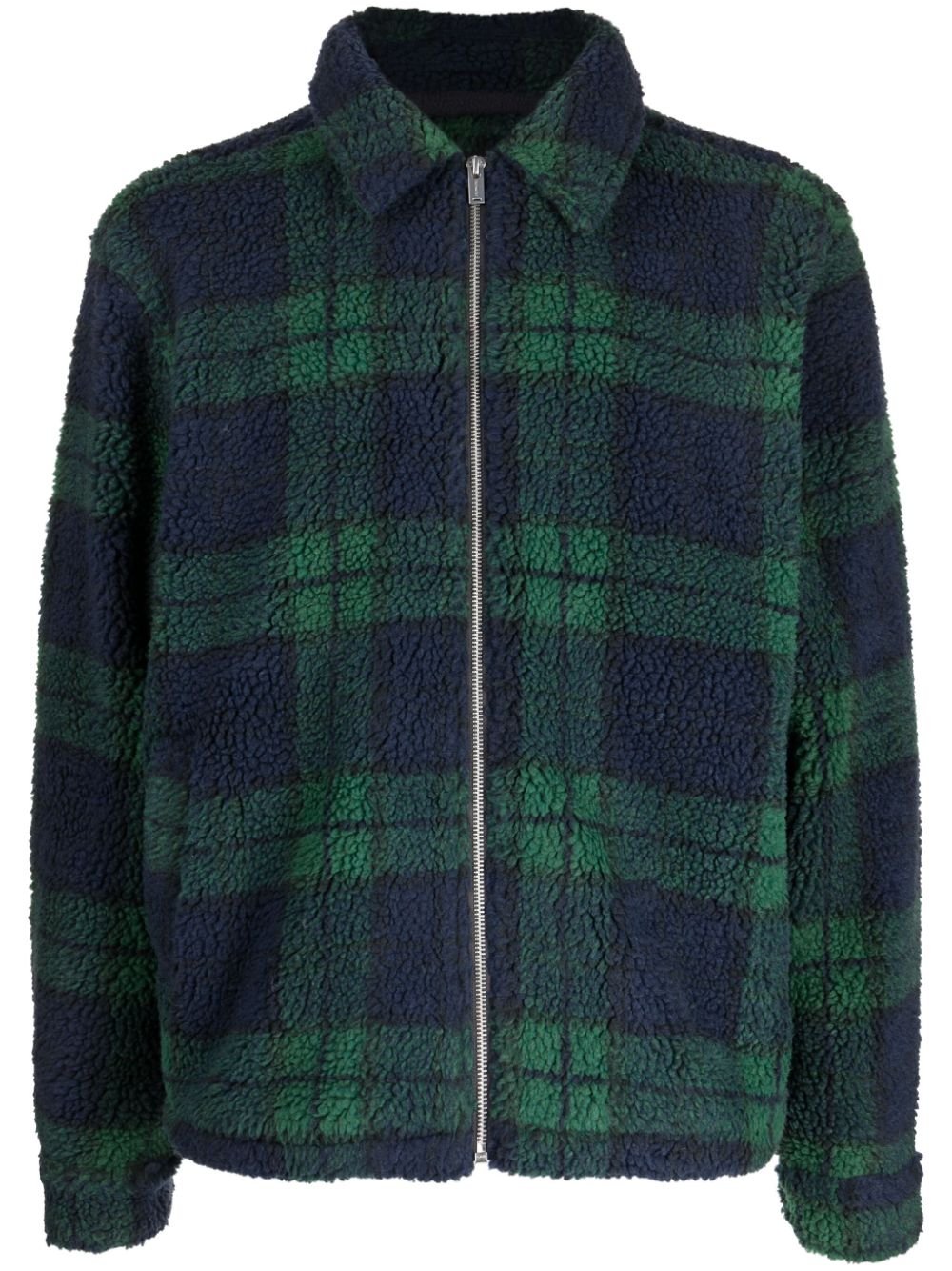 Checkered recycled polyester shirt jacket - Green