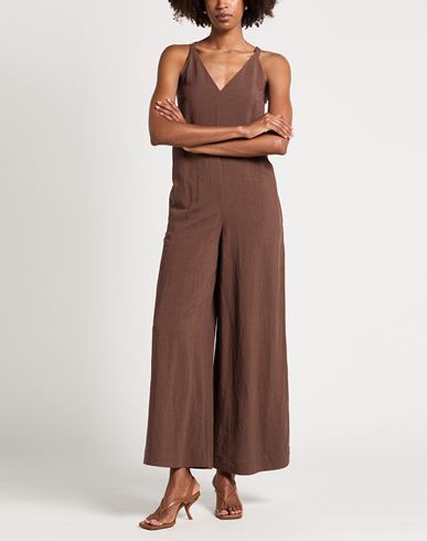 Woman Jumpsuit Brown Size XS Viscose, Linen