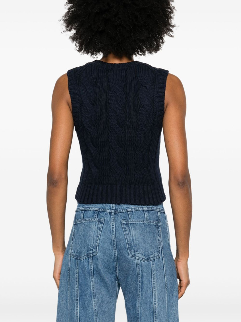 Navy Blue cable-knit vest Sweater