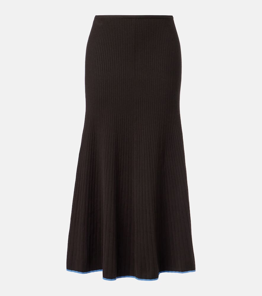 Carly ribbed-knit midi skirt
