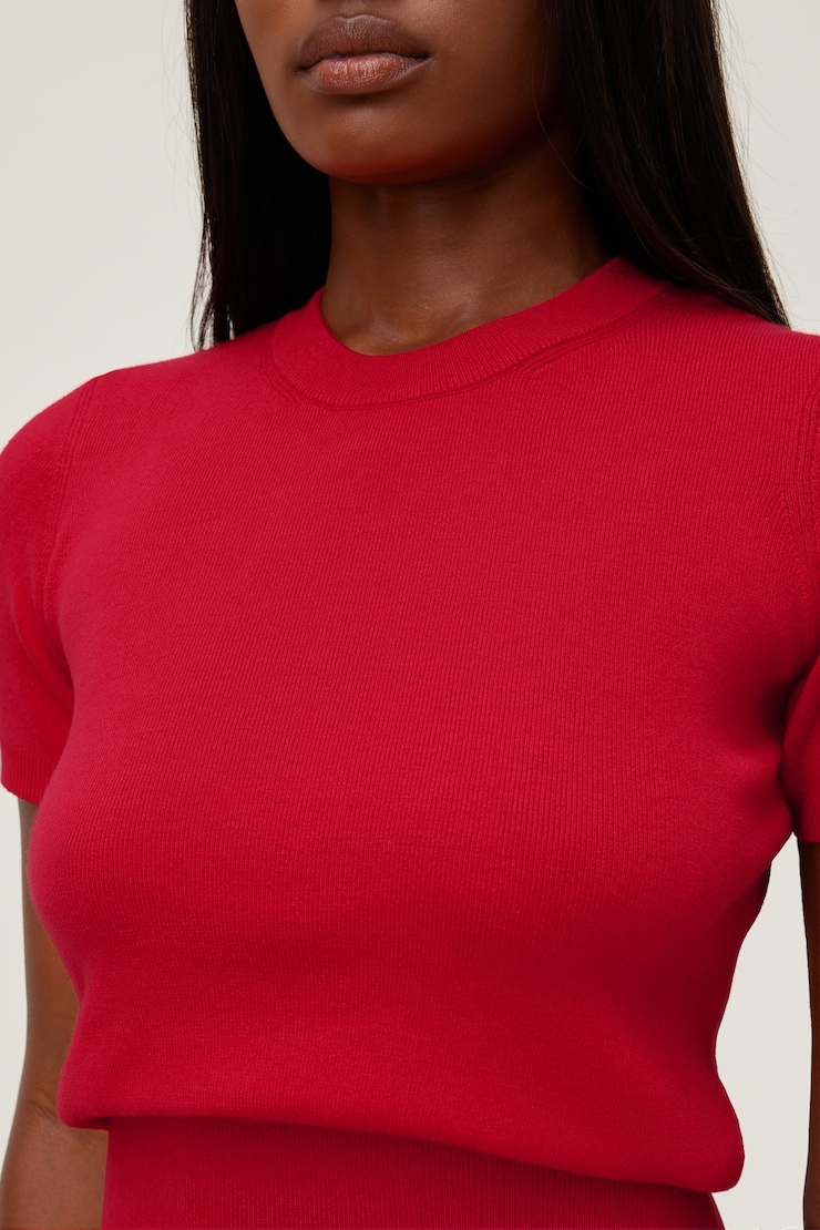Clara Short Sleeve Sweater - Red - Women Clothing