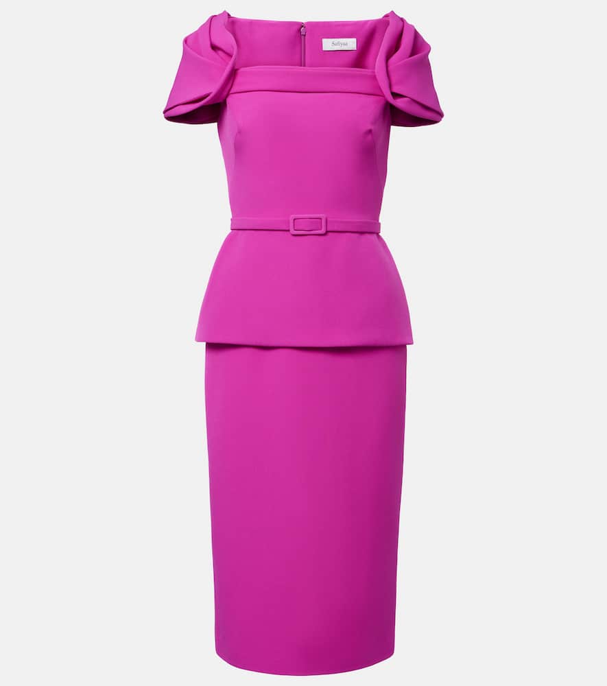Belted peplum midi dress