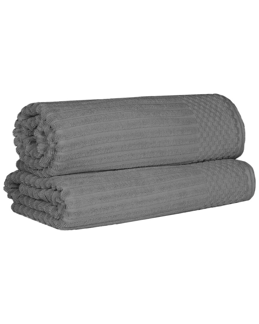 Cotton Highly Absorbent Solid And Checkered Border Bath Sheet Set