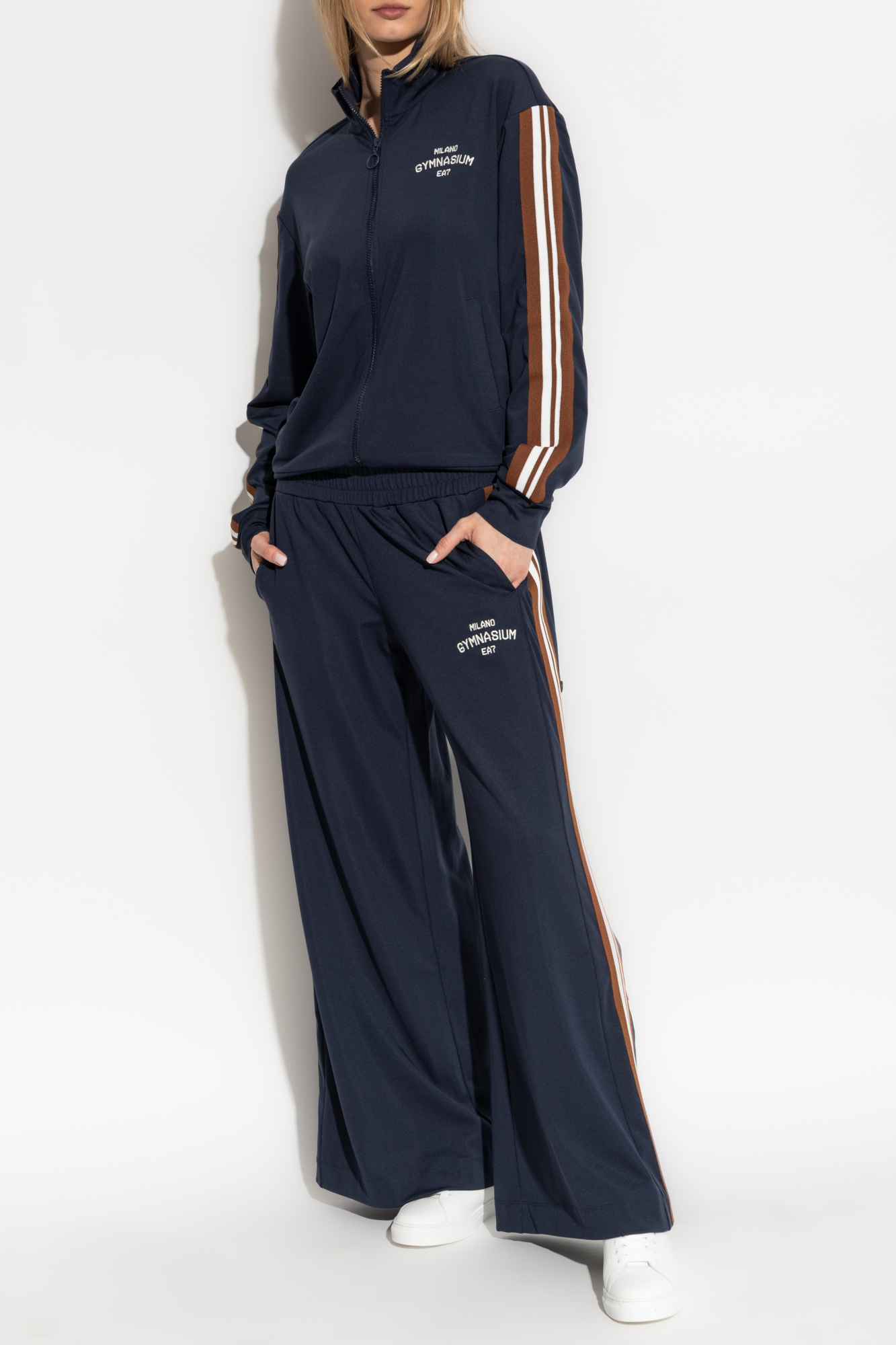 EA7 Emporio Armani Sweatshirt With Embroidered Logo, Women's, Navy Blue