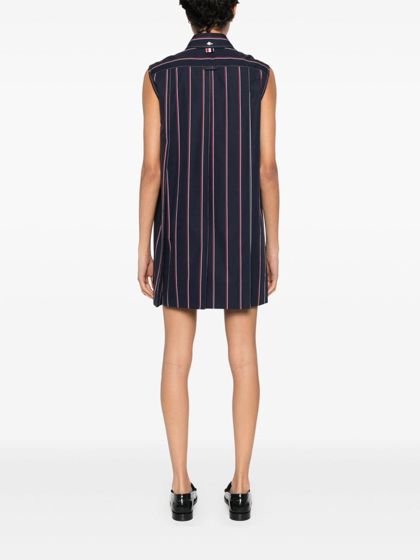 Navy Blue Rwb-stripe Shirt Dress