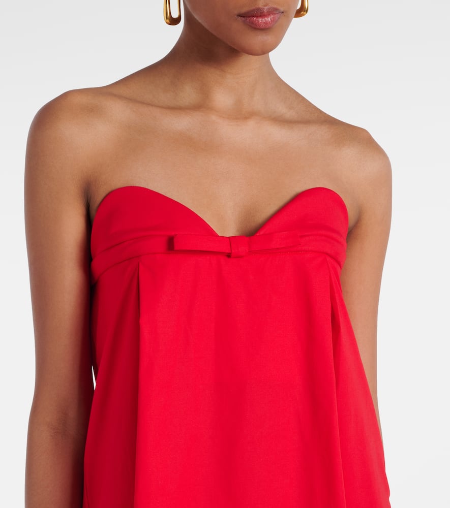 Bow-detail cotton-blend maxi dress