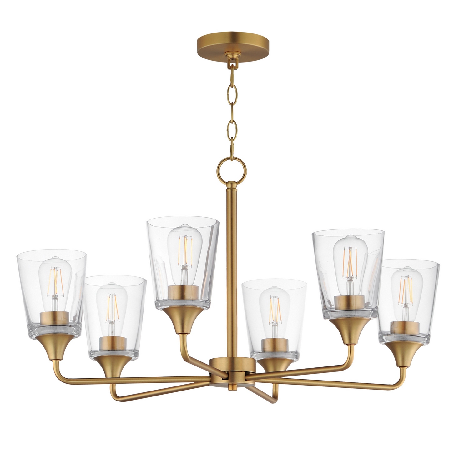 Natural Aged Brass Chandelier from the Hudson Collection