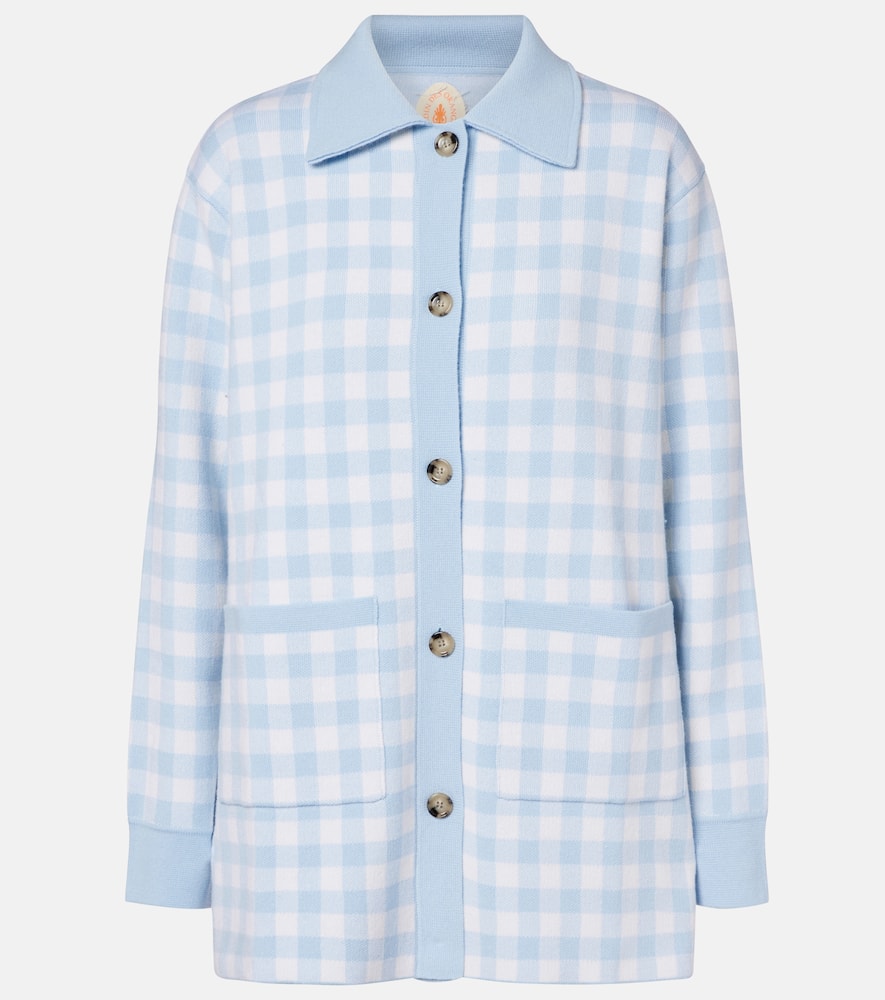Gingham wool and cashmere cardigan