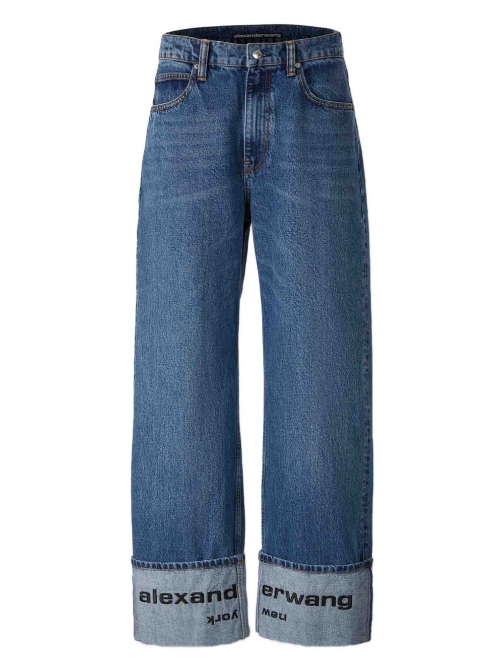 Cuffed logo-detail jeans - Blue