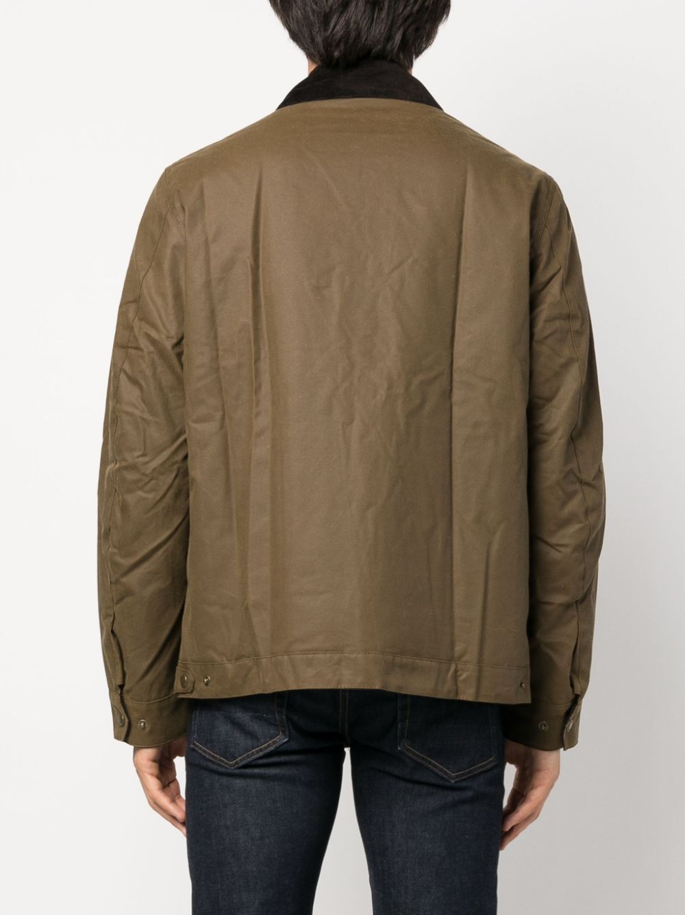 Logo-patch cotton shirt jacket - Brown