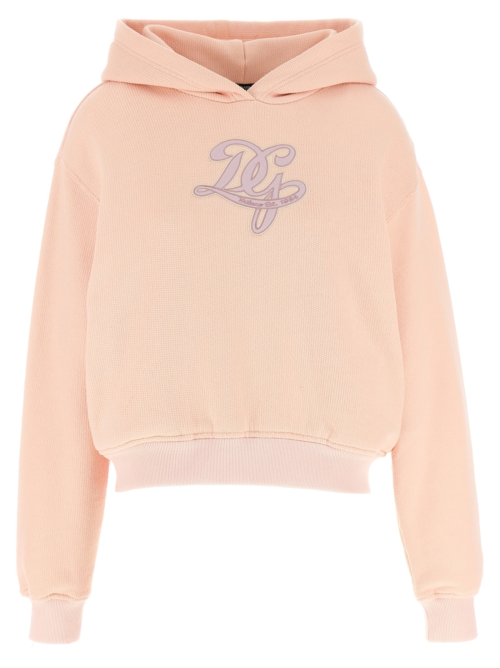 Logo-Embroidered Cotton Hoodie — Pink