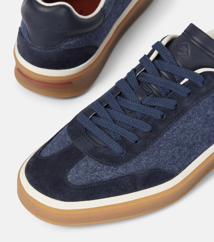 Loro Piana Tennis Walk suede-trimmed denim sneakers