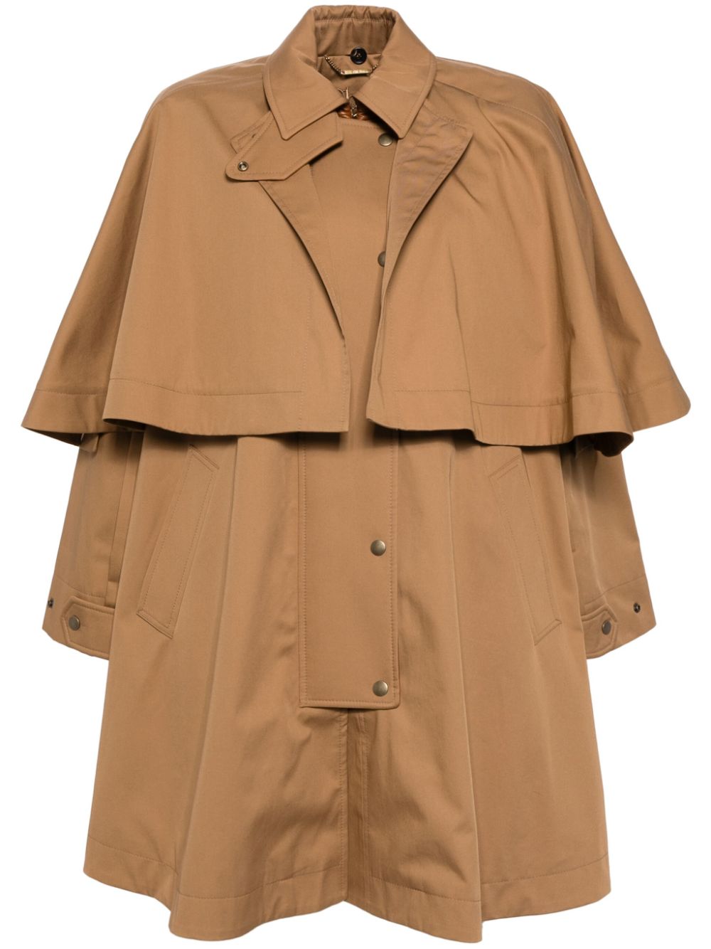 Cotton gabardine parka coat - Brown