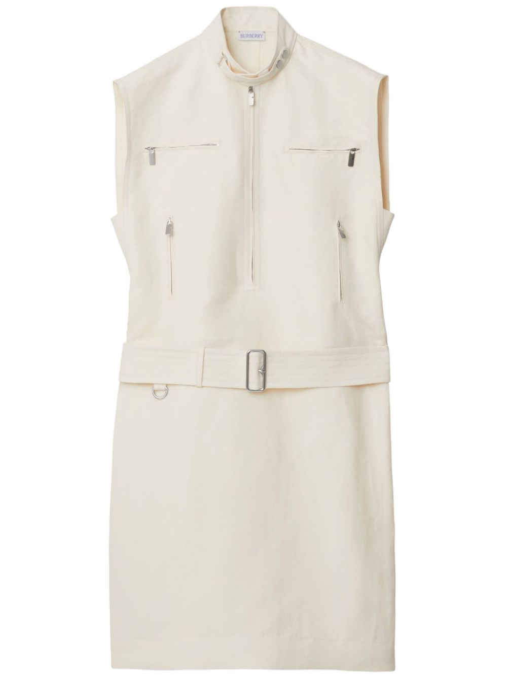 Sleeveless canvas minidress - Neutrals