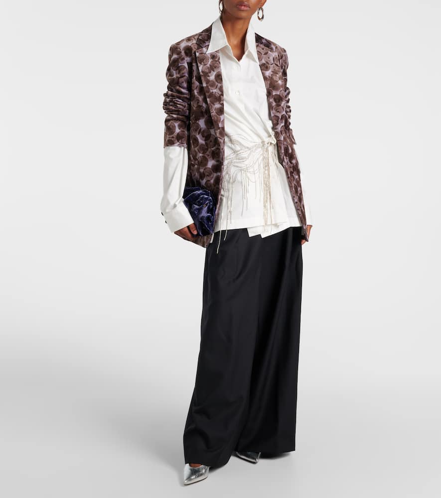 Pleated wool wide-leg pants