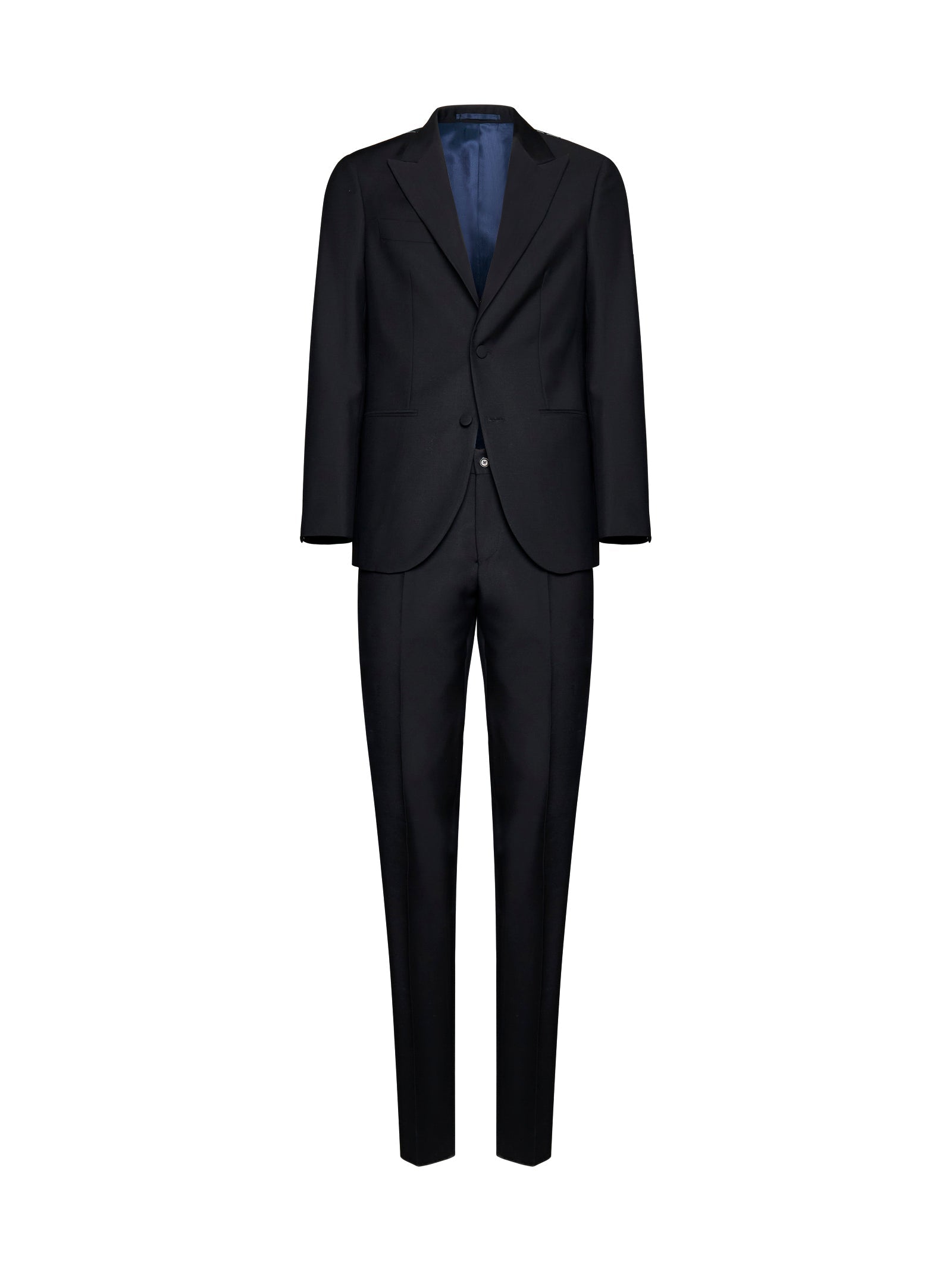 Virgin Wool Single-Breasted Pant Suit — Black