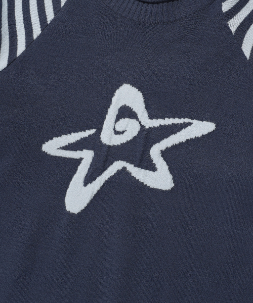STAR STRIPE RAGLAN KNIT_NAVY