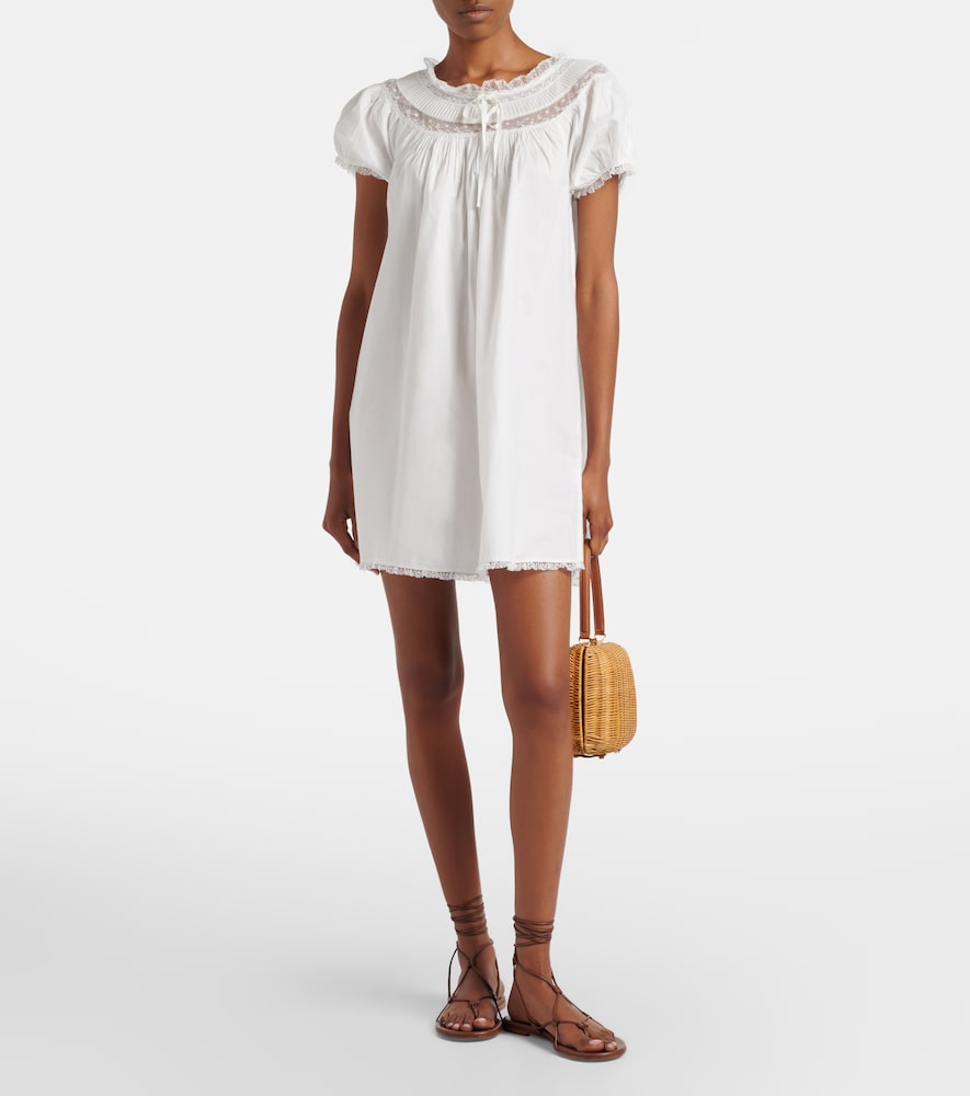 Dôen Daphne lace-trimmed cotton poplin minidress