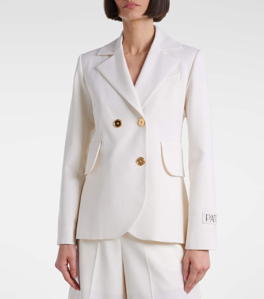 Patou Double-breasted belted wool-blend blazer