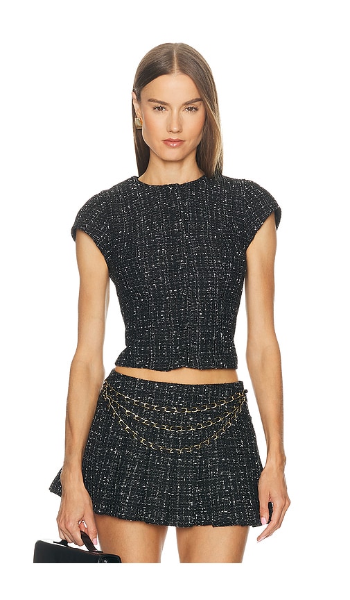 LOBA Danica Tweed Top in Black & White. - XS also in L, M, S