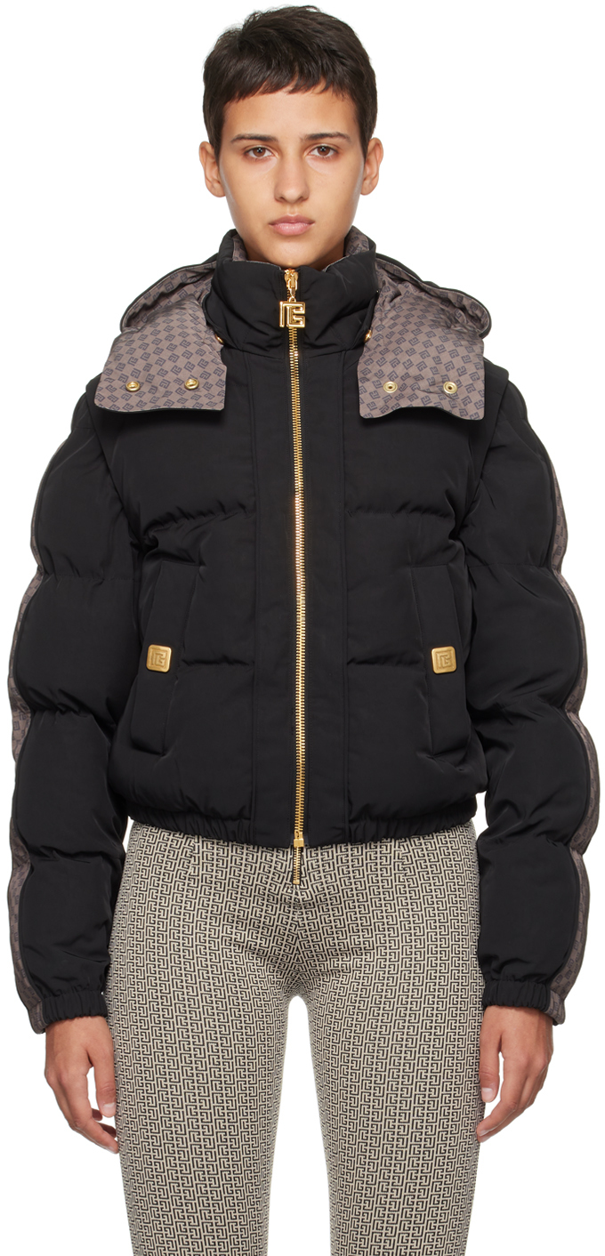 Balmain Brown Hooded Puffer Jacket