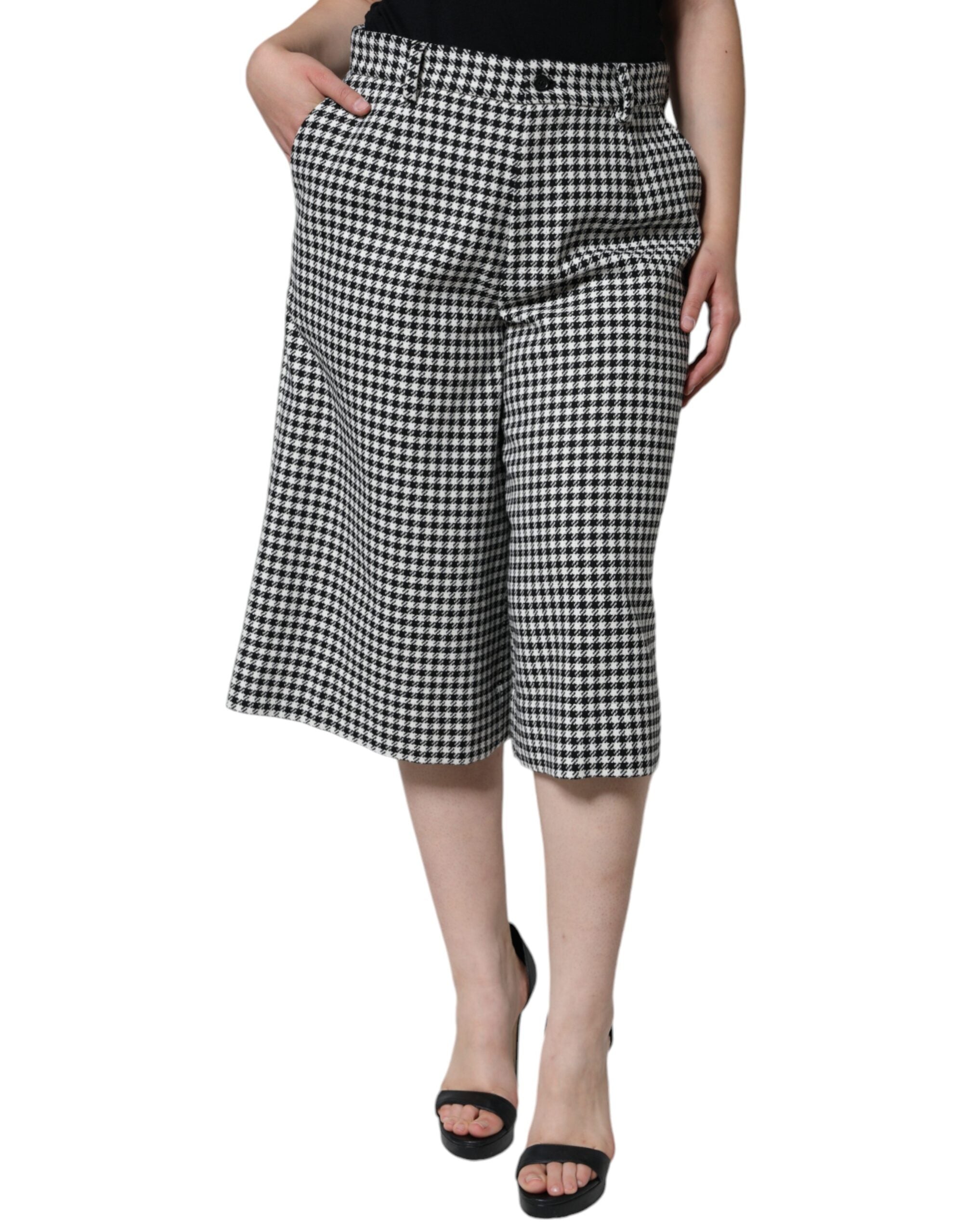 Houndstooth Alpaca-Blend Bermudas — Black