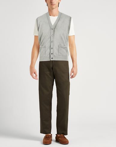 Man Cardigan Grey Size 38 Cotton