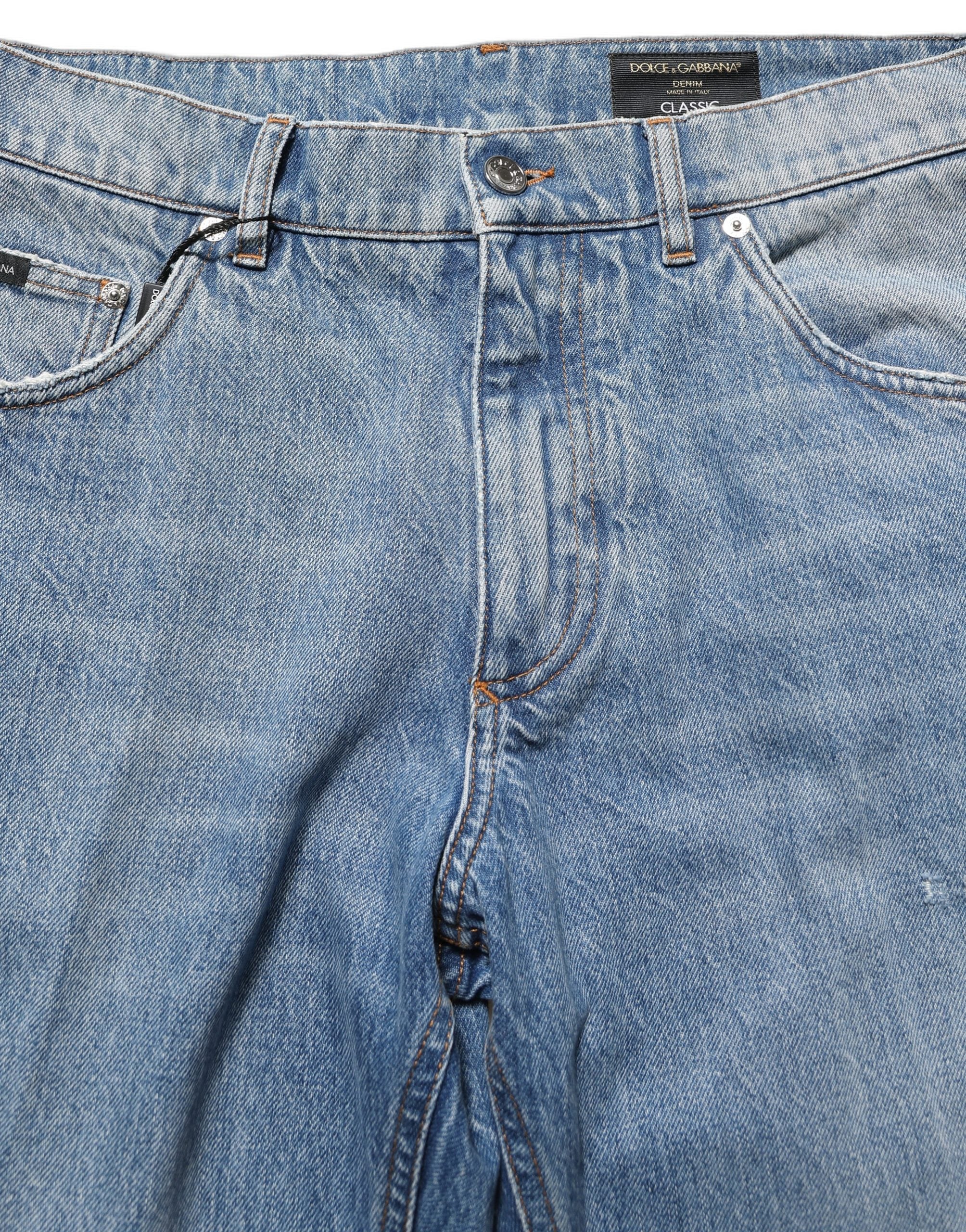 Light Blue Washed Denim Jeans — Blue