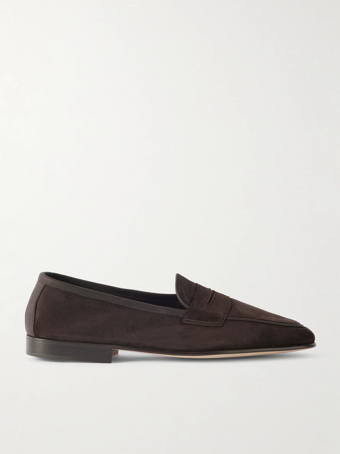 Polperro Leather-Trimmed Suede Penny Loafers - Men - Brown