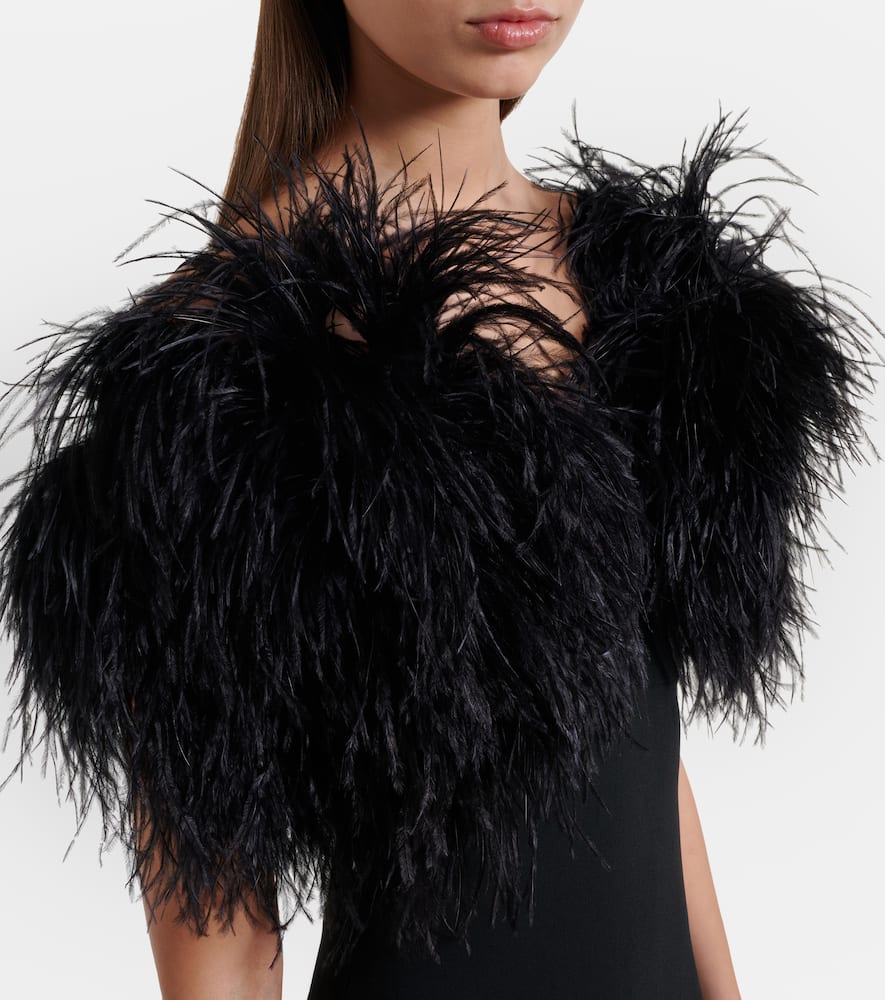 Feather-trimmed cocktail dress