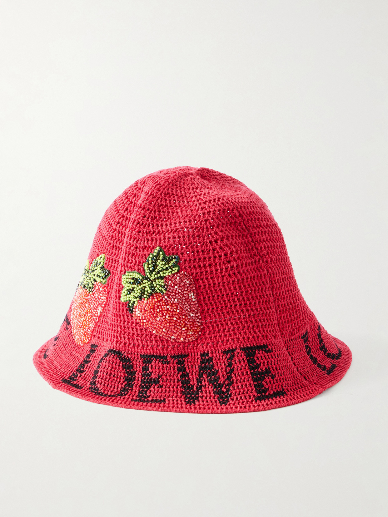 + Paula's Ibiza Strawberry Embellished Cotton Bucket Hat - Red