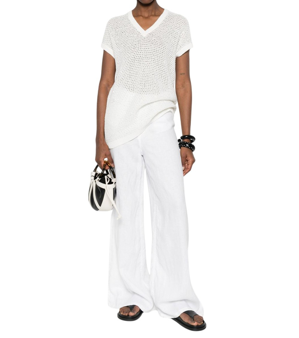 Fabiana Filippi - v neck sequin knit short sleeve top