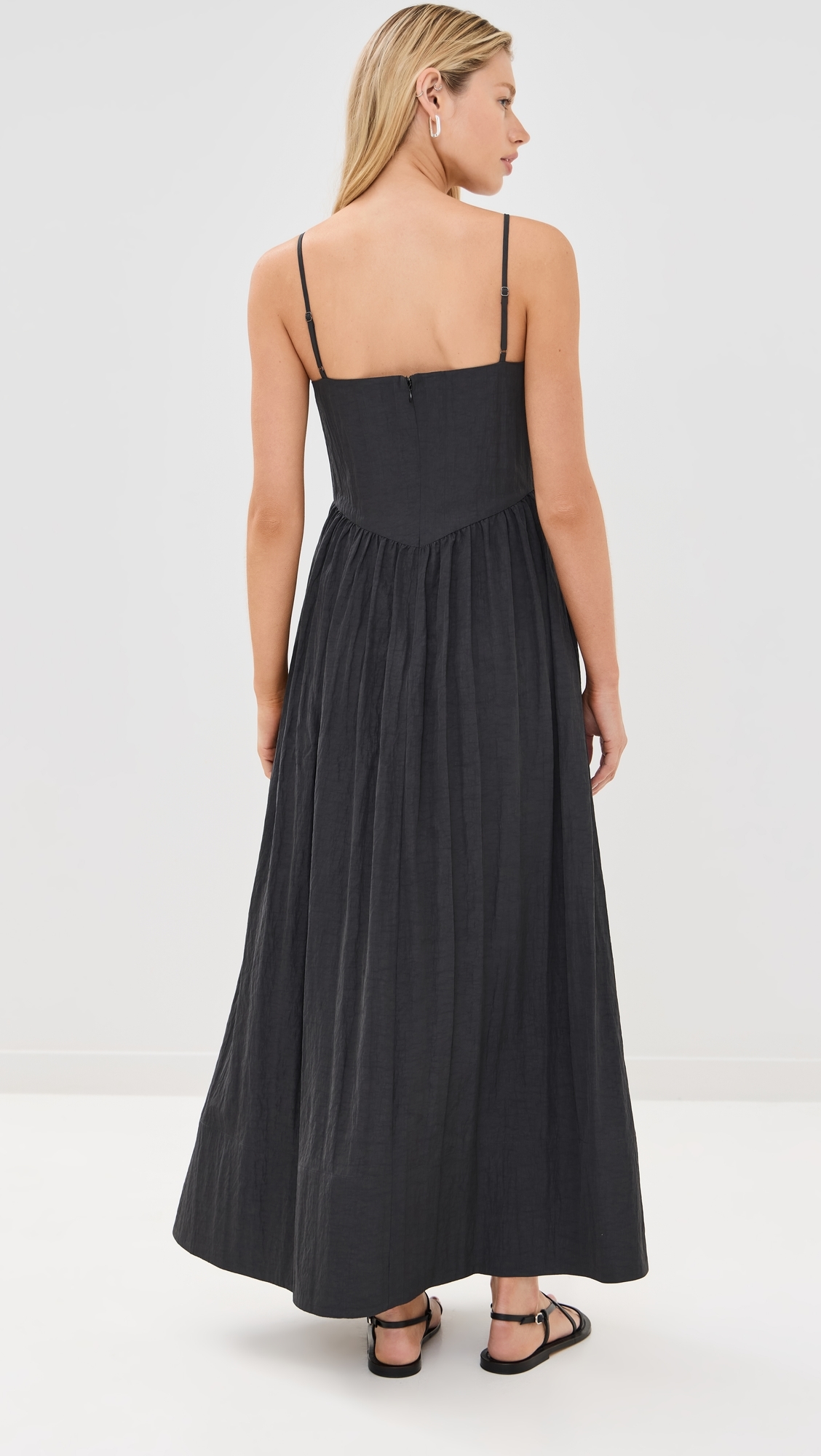 Taffeta Peninsula Dress Charcoal